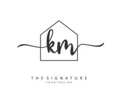 K M KM Initial letter handwriting and  signature logo. A concept handwriting initial logo with template element. vector