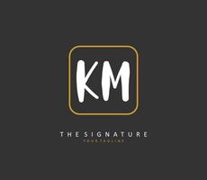 K M KM Initial letter handwriting and  signature logo. A concept handwriting initial logo with template element. vector