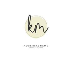 K M KM Initial letter handwriting and  signature logo. A concept handwriting initial logo with template element. vector