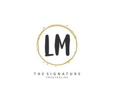 L M LM Initial letter handwriting and  signature logo. A concept handwriting initial logo with template element. vector