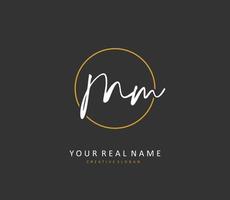 M MM Initial letter handwriting and  signature logo. A concept handwriting initial logo with template element. vector