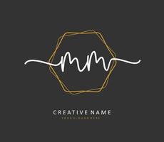 M MM Initial letter handwriting and  signature logo. A concept handwriting initial logo with template element. vector