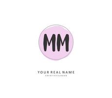 M MM Initial letter handwriting and  signature logo. A concept handwriting initial logo with template element. vector