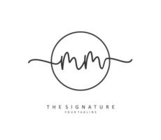 M MM Initial letter handwriting and  signature logo. A concept handwriting initial logo with template element. vector