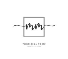 M MM Initial letter handwriting and  signature logo. A concept handwriting initial logo with template element. vector