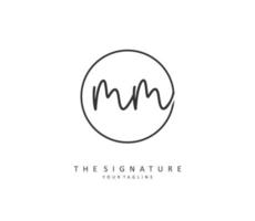 M MM Initial letter handwriting and  signature logo. A concept handwriting initial logo with template element. vector