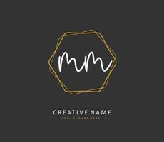 M MM Initial letter handwriting and  signature logo. A concept handwriting initial logo with template element. vector