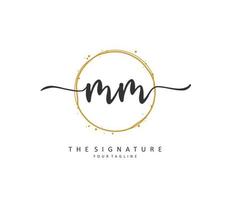 M MM Initial letter handwriting and  signature logo. A concept handwriting initial logo with template element. vector