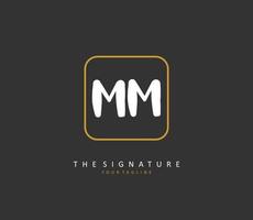 M MM Initial letter handwriting and  signature logo. A concept handwriting initial logo with template element. vector