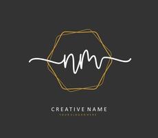 N M NM Initial letter handwriting and  signature logo. A concept handwriting initial logo with template element. vector