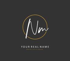 N M NM Initial letter handwriting and  signature logo. A concept handwriting initial logo with template element. vector