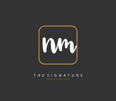 N M NM Initial letter handwriting and  signature logo. A concept handwriting initial logo with template element. vector