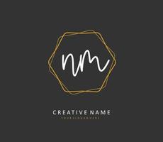 N M NM Initial letter handwriting and  signature logo. A concept handwriting initial logo with template element. vector