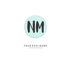 N M NM Initial letter handwriting and  signature logo. A concept handwriting initial logo with template element. vector