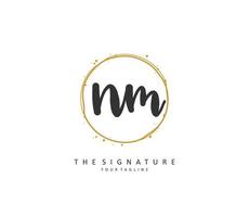 N M NM Initial letter handwriting and  signature logo. A concept handwriting initial logo with template element. vector