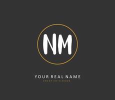 N M NM Initial letter handwriting and  signature logo. A concept handwriting initial logo with template element. vector