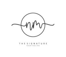 N M NM Initial letter handwriting and  signature logo. A concept handwriting initial logo with template element. vector