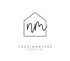 N M NM Initial letter handwriting and  signature logo. A concept handwriting initial logo with template element. vector