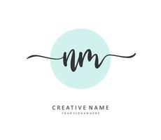 N M NM Initial letter handwriting and  signature logo. A concept handwriting initial logo with template element. vector