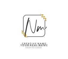 N M NM Initial letter handwriting and  signature logo. A concept handwriting initial logo with template element. vector