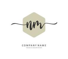 N M NM Initial letter handwriting and  signature logo. A concept handwriting initial logo with template element. vector