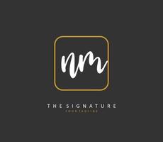 N M NM Initial letter handwriting and  signature logo. A concept handwriting initial logo with template element. vector