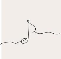 Minimalist Note Line Art, Music Outline Drawing, Musical Instruments, Simple Sketch vector