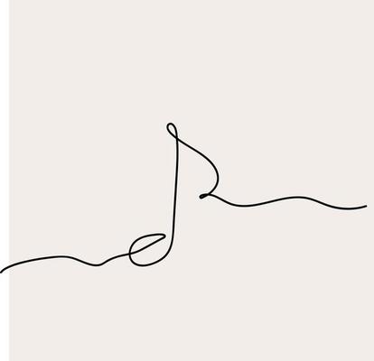Minimalist Note Line Art, Music Outline Drawing, Musical Instruments, Simple Sketch