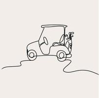 Minimalist Golf Cart Line art, Sport Simple Sketch, Golfing Outline, Athlete Player vector