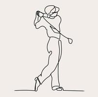 Minimalist Golf  Line art, Sport Simple Sketch, Golfing Outline, Athlete Player vector