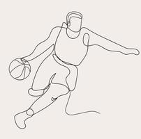 Minimalist Basketball Line Art, Ball Game Outline Drawing, Sport Illustration, Vector Player