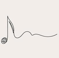 Minimalist Note Line Art, Music Outline Drawing, Musical Instruments, Simple Sketch vector