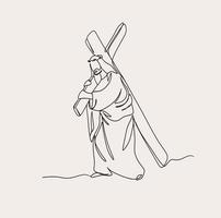Minimalist Christian Line Art, Religious Illustration, Simple Sketch Jesus , Biblical  Faith Outline Drawing vector