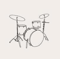 minimalista tambores línea arte, música sencillo bosquejo, musical contorno dibujo, vector