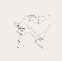 Minimalist Climbing Line art, Extreme Sport, Climber, Outline Drawing, Vector
