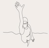 Minimalist Swimmer Line Art Art, Sport , Swimming Human , Athlete Men, Female Exercise, Simple Sketch, Black vector