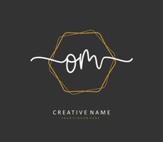 O M OM Initial letter handwriting and  signature logo. A concept handwriting initial logo with template element. vector