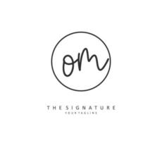 O M OM Initial letter handwriting and  signature logo. A concept handwriting initial logo with template element. vector