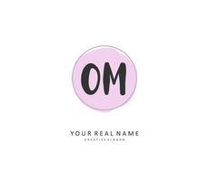 O M OM Initial letter handwriting and  signature logo. A concept handwriting initial logo with template element. vector