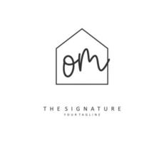 O M OM Initial letter handwriting and  signature logo. A concept handwriting initial logo with template element. vector