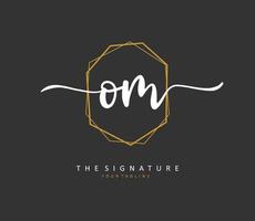 O M OM Initial letter handwriting and  signature logo. A concept handwriting initial logo with template element. vector