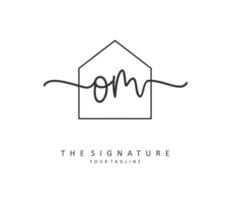 O M OM Initial letter handwriting and  signature logo. A concept handwriting initial logo with template element. vector