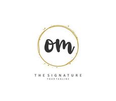 O M OM Initial letter handwriting and  signature logo. A concept handwriting initial logo with template element. vector