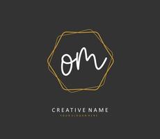 O M OM Initial letter handwriting and  signature logo. A concept handwriting initial logo with template element. vector