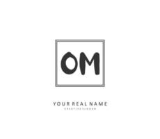 O M OM Initial letter handwriting and  signature logo. A concept handwriting initial logo with template element. vector