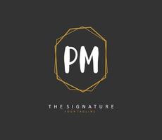 P M PM Initial letter handwriting and  signature logo. A concept handwriting initial logo with template element. vector