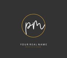 P M PM Initial letter handwriting and  signature logo. A concept handwriting initial logo with template element. vector