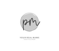 P M PM Initial letter handwriting and  signature logo. A concept handwriting initial logo with template element. vector