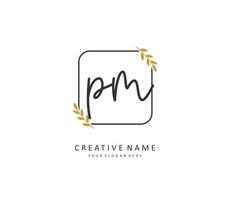 P M PM Initial letter handwriting and  signature logo. A concept handwriting initial logo with template element. vector