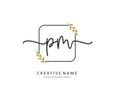 P M PM Initial letter handwriting and  signature logo. A concept handwriting initial logo with template element. vector